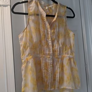 Sheer, pleated, sleeveless blouse